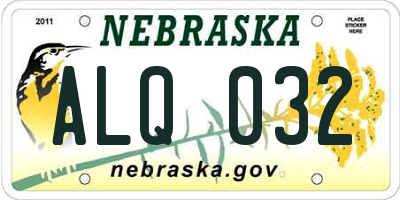 NE license plate ALQ032