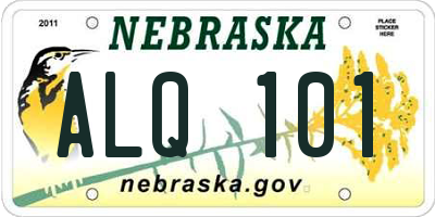 NE license plate ALQ101