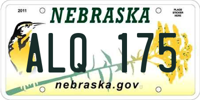 NE license plate ALQ175