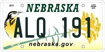 NE license plate ALQ191