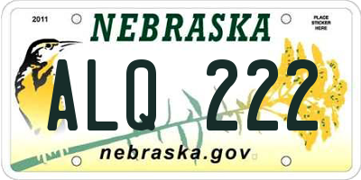 NE license plate ALQ222