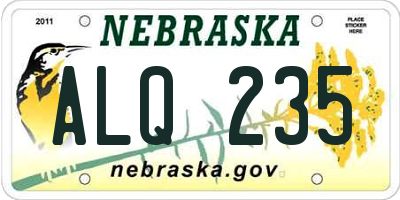 NE license plate ALQ235