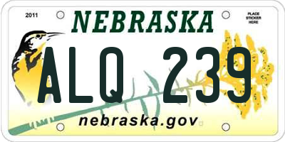 NE license plate ALQ239