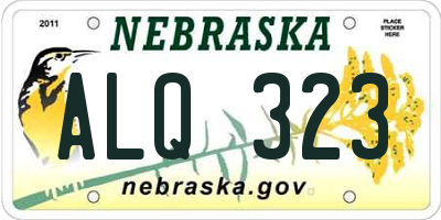 NE license plate ALQ323