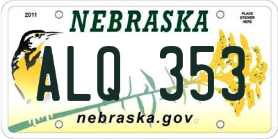 NE license plate ALQ353