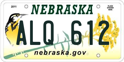NE license plate ALQ612
