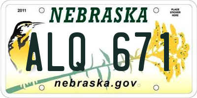 NE license plate ALQ671