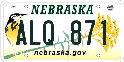 NE license plate ALQ871