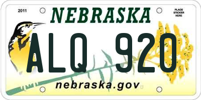 NE license plate ALQ920