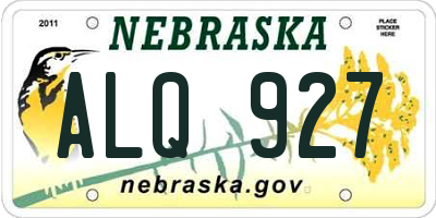 NE license plate ALQ927