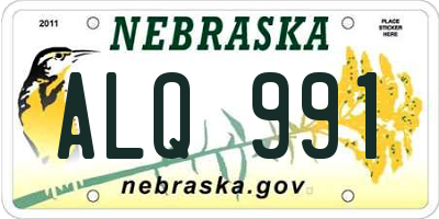NE license plate ALQ991
