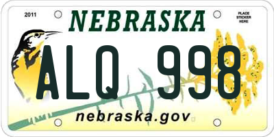 NE license plate ALQ998