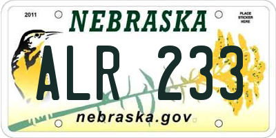 NE license plate ALR233