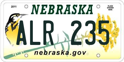 NE license plate ALR235