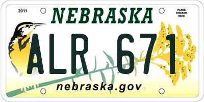 NE license plate ALR671