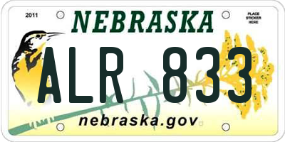 NE license plate ALR833