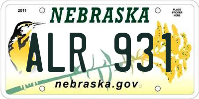 NE license plate ALR931