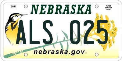 NE license plate ALS025