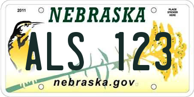 NE license plate ALS123