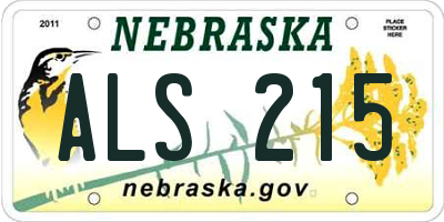 NE license plate ALS215