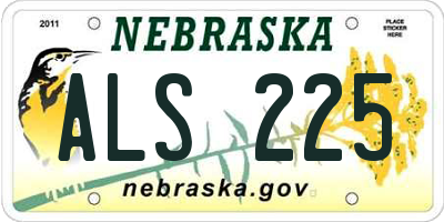 NE license plate ALS225