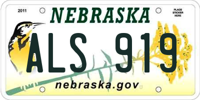 NE license plate ALS919