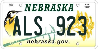 NE license plate ALS923