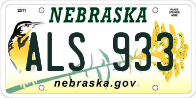 NE license plate ALS933