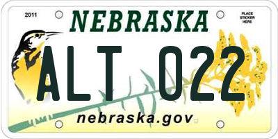 NE license plate ALT022