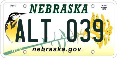 NE license plate ALT039