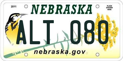 NE license plate ALT080