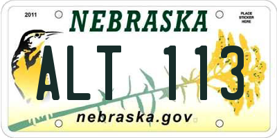 NE license plate ALT113