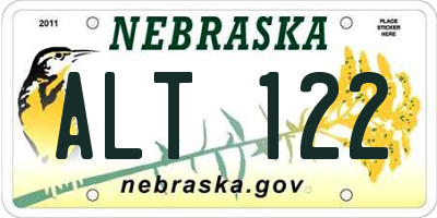 NE license plate ALT122