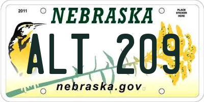 NE license plate ALT209
