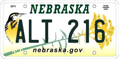 NE license plate ALT216