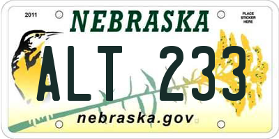 NE license plate ALT233