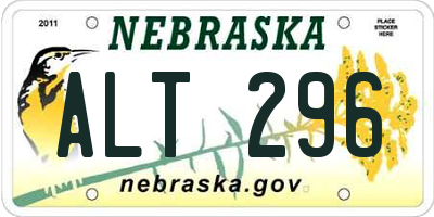 NE license plate ALT296