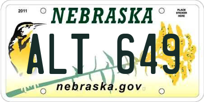 NE license plate ALT649