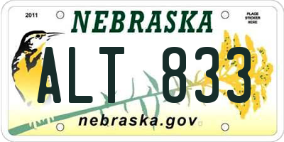 NE license plate ALT833