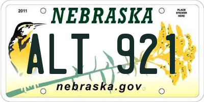 NE license plate ALT921