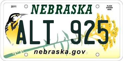 NE license plate ALT925