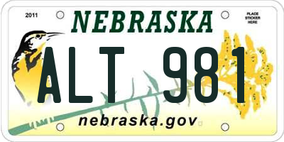 NE license plate ALT981