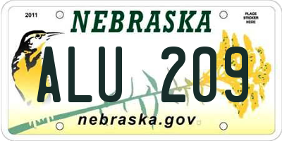 NE license plate ALU209