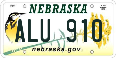 NE license plate ALU910