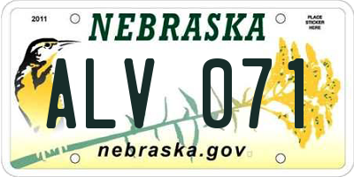 NE license plate ALV071