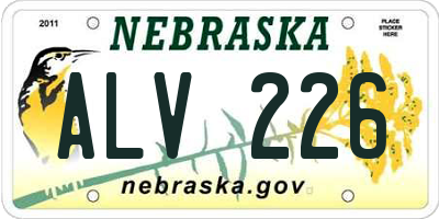 NE license plate ALV226