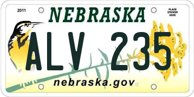 NE license plate ALV235
