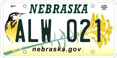 NE license plate ALW021