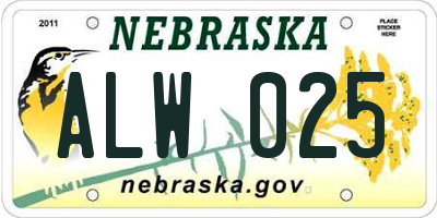 NE license plate ALW025