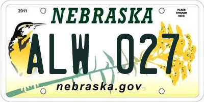 NE license plate ALW027